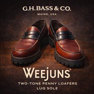 G.H. Bass & Co. Weejuns two-tone penny loafers lug sole Men's 8